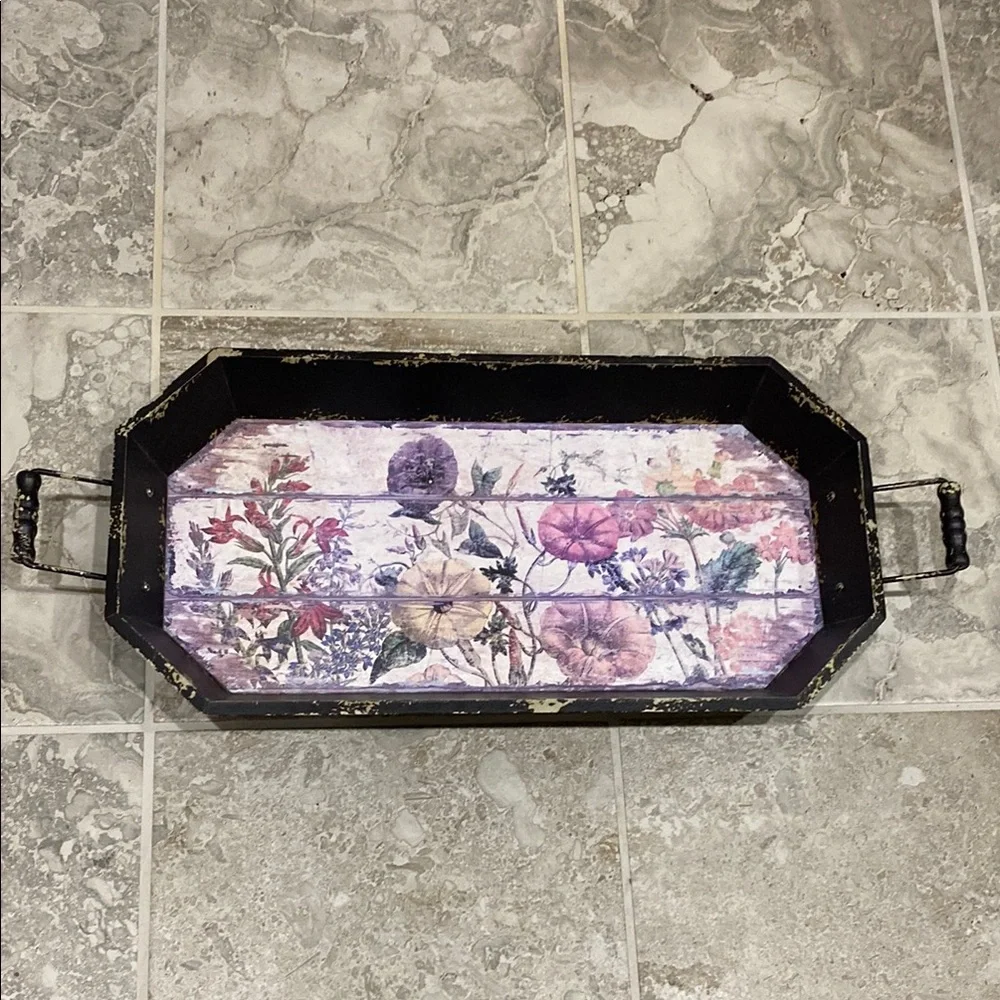 Floral Black Serving Tray!